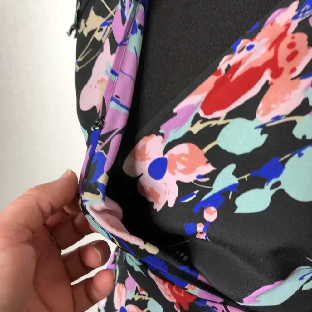 Yumi Kim black floral faux wrap dress size Small